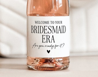 Bridesmaid Era Mini Champagne Label, Bridesmaid Proposal Gift, Maid of Honor Gift, Bridesmaid Box Idea, Bridesmaid Candle Label AWERA