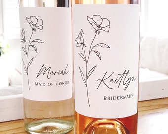 Boho Will You Be My Bridesmaid Proposal Wine Label, Maid of Honor Label - Personalized Wine Label - Bridal Party Gift Champagne Sticker