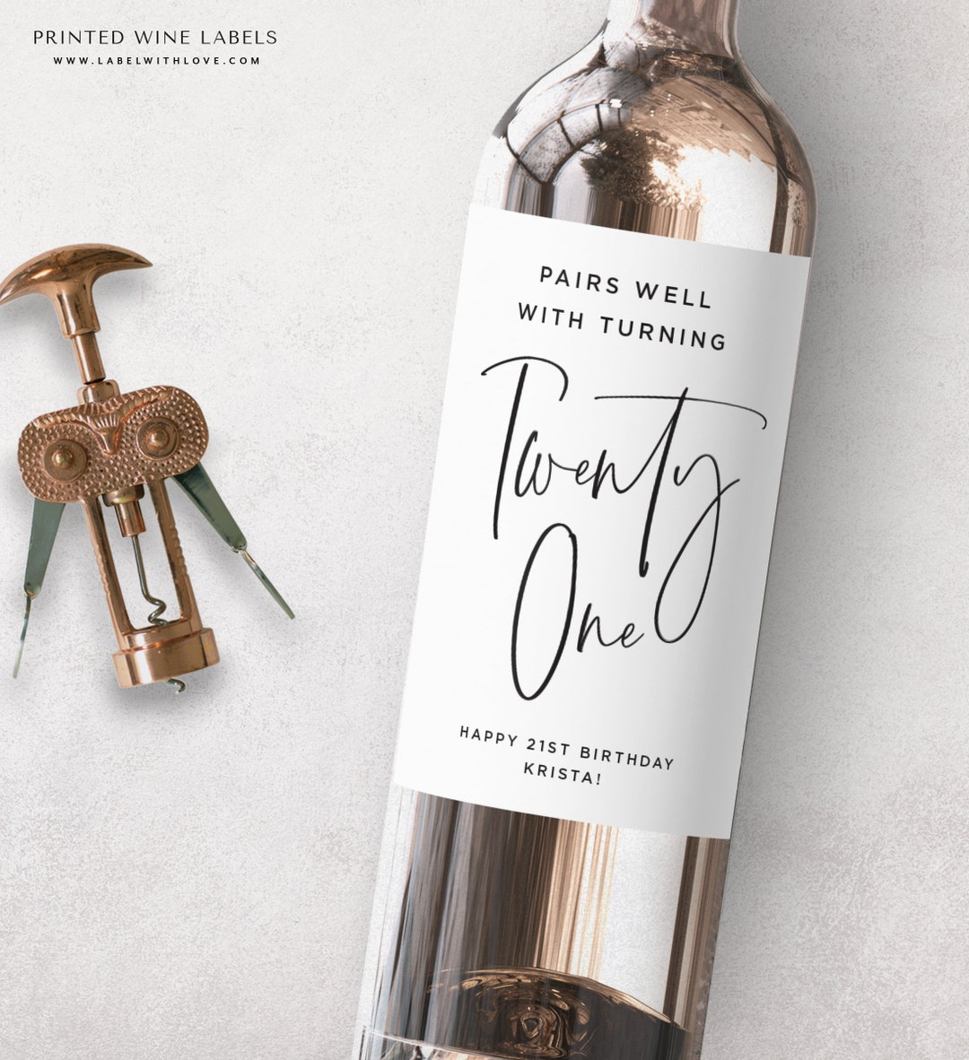 21st Birthday Wine Label Personalized Birthday Label - Etsy