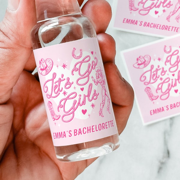 Let's Go Girls Bachelorette Favor Labels, Last Rodeo Liquor Labels, Pink Cowgirl Bachelorette Gift Bag Favors, Nashville Bachelorette 50mL