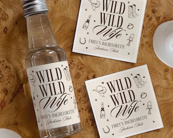 Wild Wild Wife Bachelorette Shot Bottle Labels | Country Party Decor