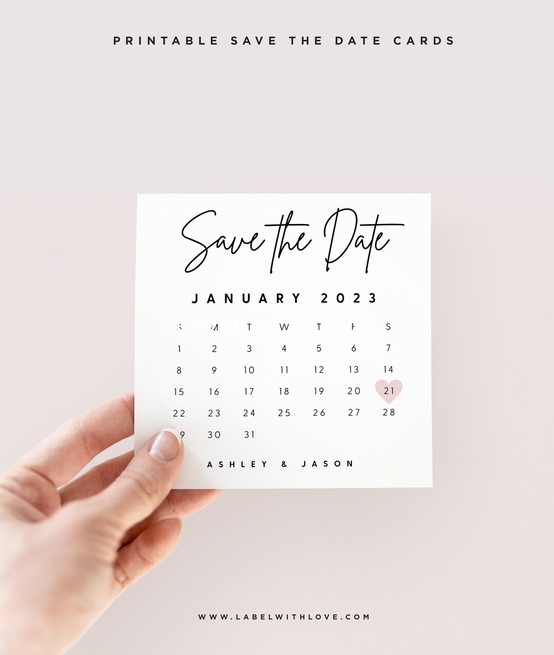 Bridesmaid Save the Date Calendar Template | Modern Bridesmaid Proposal ...
