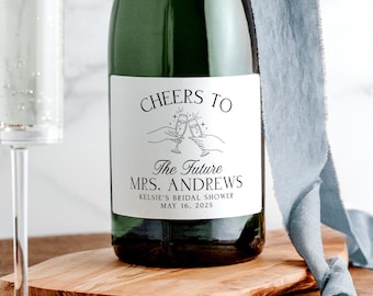 Set of Bridal Shower Mini Champagne Labels - Cheers to the Future Mrs Bachelorette Party Favors Miss to Mrs. Bridal Shower Wine Bottle Label