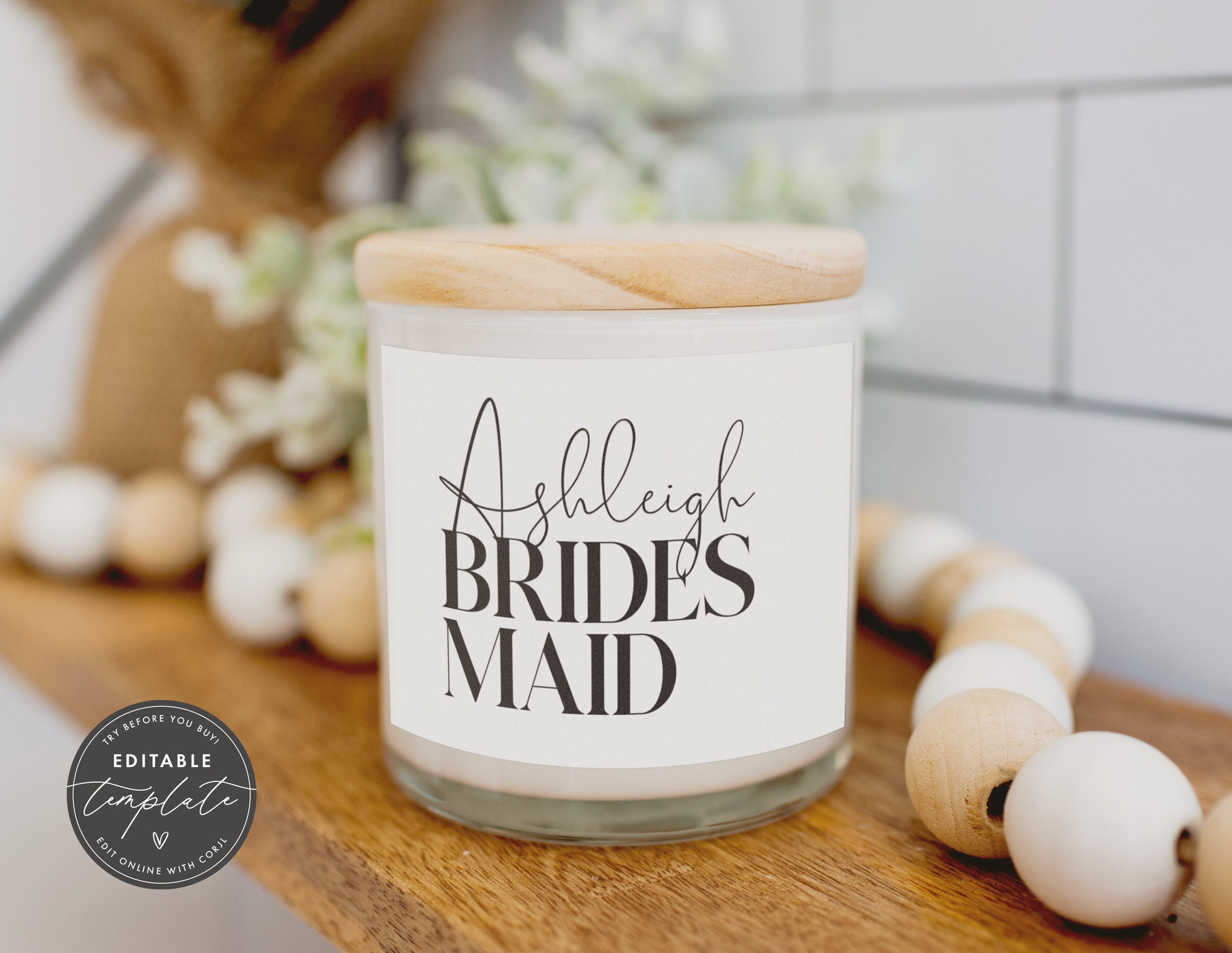 Buy Bridesmaids Candle Labels White Square, Stickers, Candle