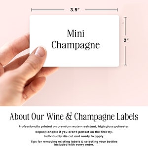 a person holding a wine and champagne label