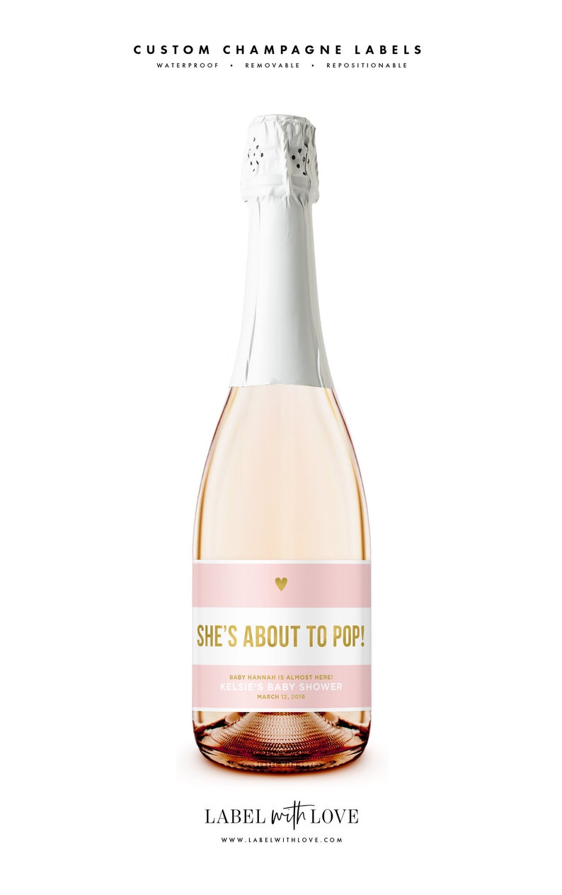 Custom She S About To Pop Baby Shower Champagne Labels Etsy