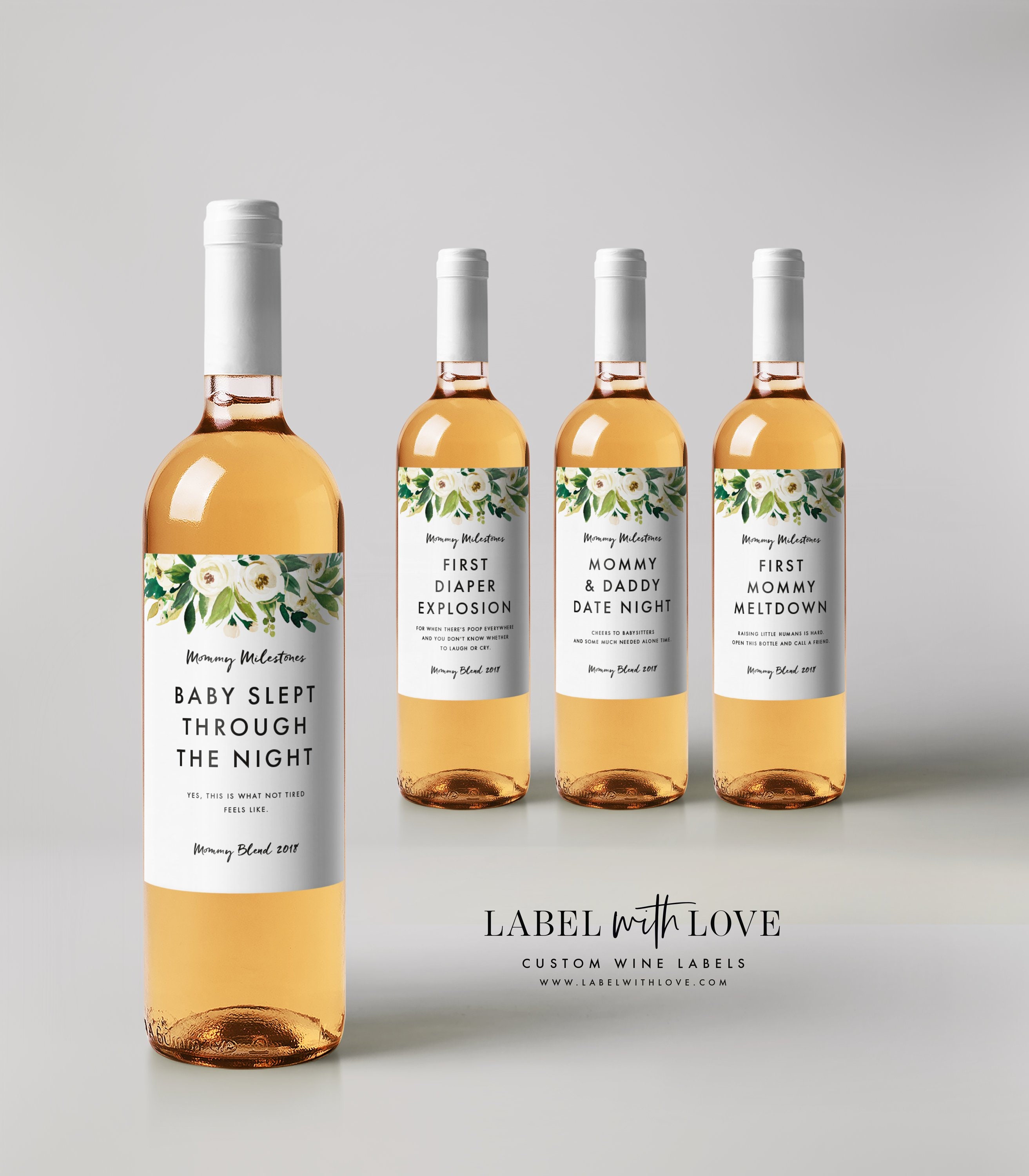 New Mom Gift Wine Labels (Set of 4) Mother's Day Gift Mommy Miles…