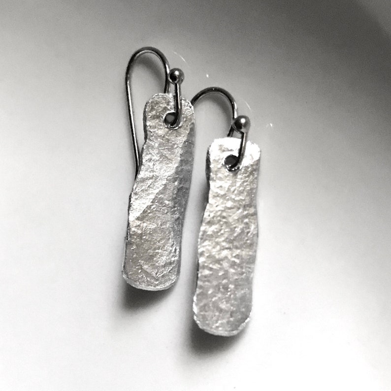 Everyday Earrings Small Minimalist Silver Aluminum Rectangles