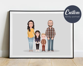 Custom Family Portrait Illustration for Extended Family, Digital Personalized Family Portrait, Large Family Portrait, Couple's Portrait
