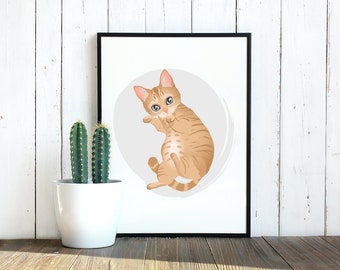 Custom Pet Portrait Illustration, Cat Portrait, Personalized Portrait, Pet Drawing from Photo, Pet Memorial, Pet Loss