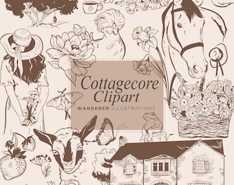 Hand Drawn Cottagecore Clipart, Floral Vector Images (PNG, SVG, EPS)