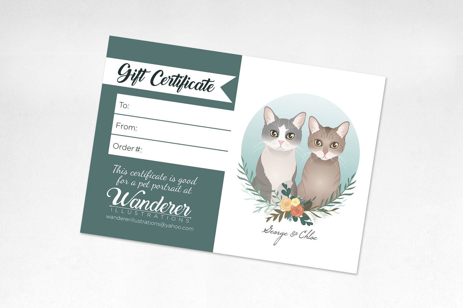 Custom Pet Portrait Gift Certificate Last Minute Gift Etsy