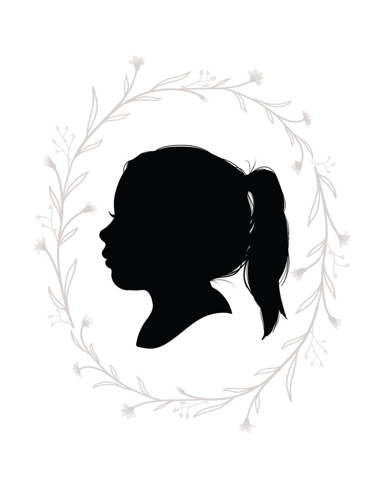 Custom Silhouette Portrait Illustration of Child, Nursery Decor, Minimalist Decor, Family Portrait, Digital Child Silhouette, Pet Silhouette image 7