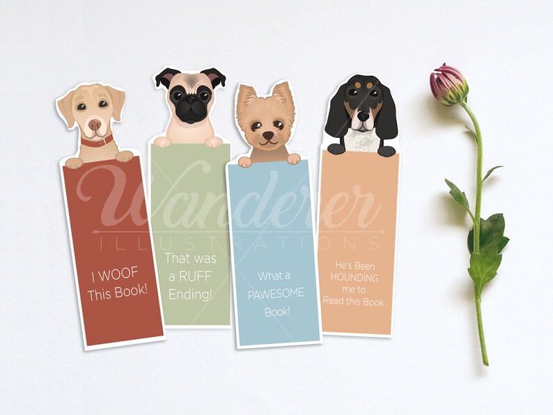 printable dog bookmarks printable bookmark digital print