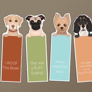 Printable Dog Bookmarks, Printable Bookmark, Digital Print, Instant ...