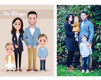 Custom Family Portrait Illustration, Personalized Family Portrait, Couples Portrait, Digital Illustration, Wedding Portrait