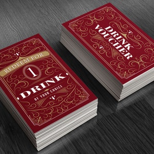 Party Drink Tickets | 25, 50, or 100 Drink Voucher | Free Drink Coupon | Holiday Party, Corporate Event, Wedding, or Fundraiser