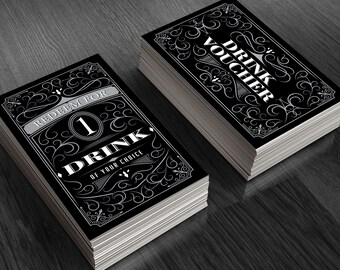 Elegant Drink Voucher Cards | Party, Wedding, Fundraiser