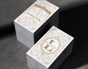 CUSTOM Drink Tickets | Drink Voucher, Coupon | Party, Wedding, Fundraiser, Event | White & Gold