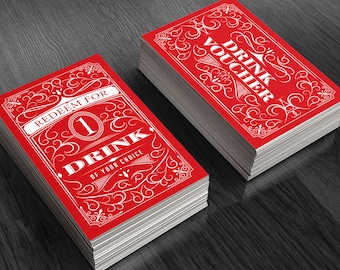 Red Party Drink Tickets | Event Drink Voucher, 250-500 Qty