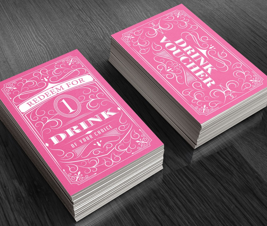Pink Party Drink Tickets 250 or 500 Free Drink Cards Drink Etsy