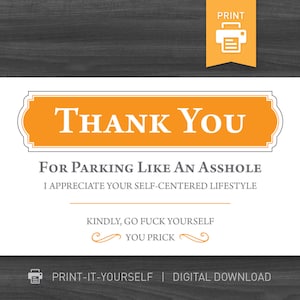 DIRECT DOWNLOADEN | Slechte parkeerkaarten | Thuis afdrukken | Digitale download | Grappig cadeau voor hem, man, vriend, echtgenoot
