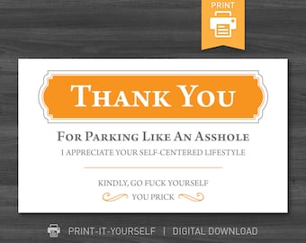 INSTANT DOWNLOAD | Bad Parking Cards | Print at home | Digital Download | Funny gift for him, man, boyfriend, husband