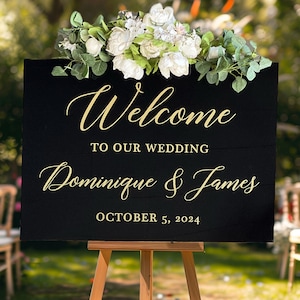 Black Acrylic Wedding Welcome Sign | Welcome To Our Wedding Sign | Wedding Decor
