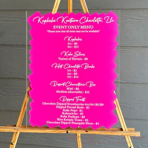 Large Bar Menu Acrylic Sign Vinyl | Open Bar Sign | Catering Menu Sign | Buffet Menu |  Custom Acrylic Wedding Sign