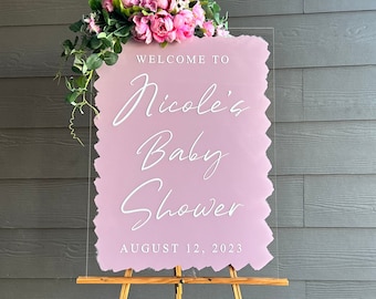 Back Painted Acrylic Baby Shower Sign | Personalized Acrylic Welcome Sign | Custom Acrylic Party Sign