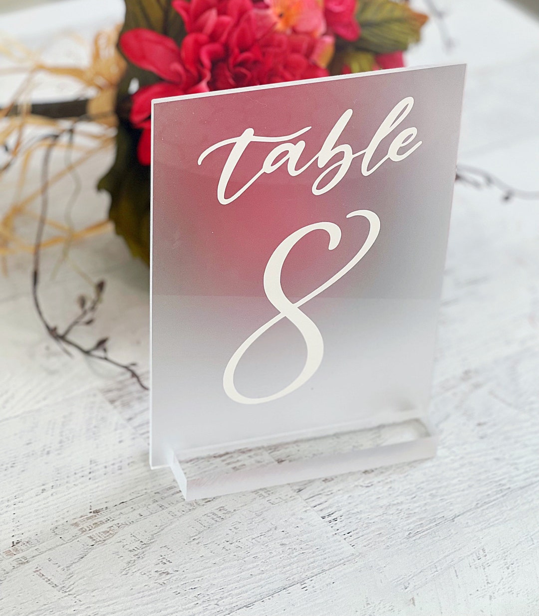Frosted Acrylic Table Number Sign Frosted and White Acrylic Etsy