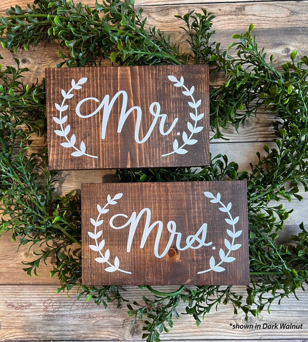 Mr. & Mrs. Wedding Head Table Wood Signs | Bride and Groom Wreath Wood ...