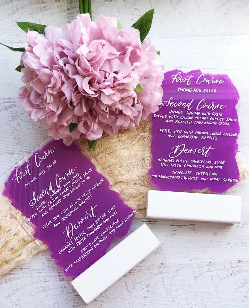 Small Back Painted Acrylic Wedding Menu Sign Table Menu Sign Etsy