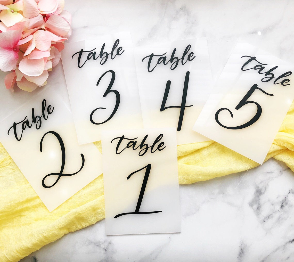 White Acrylic Wedding Table Number Sign Size 5x7 Etsy