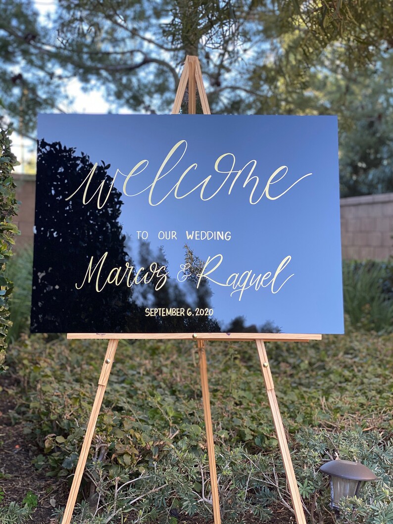 Black Acrylic Wedding Sign Modern Chic Wedding Etsy