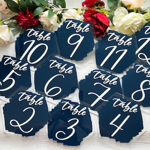 Back Painted Hexagon Acrylic Wedding Table Number Sign | Hexagon Table Numbers | Hexagon Wedding Sign