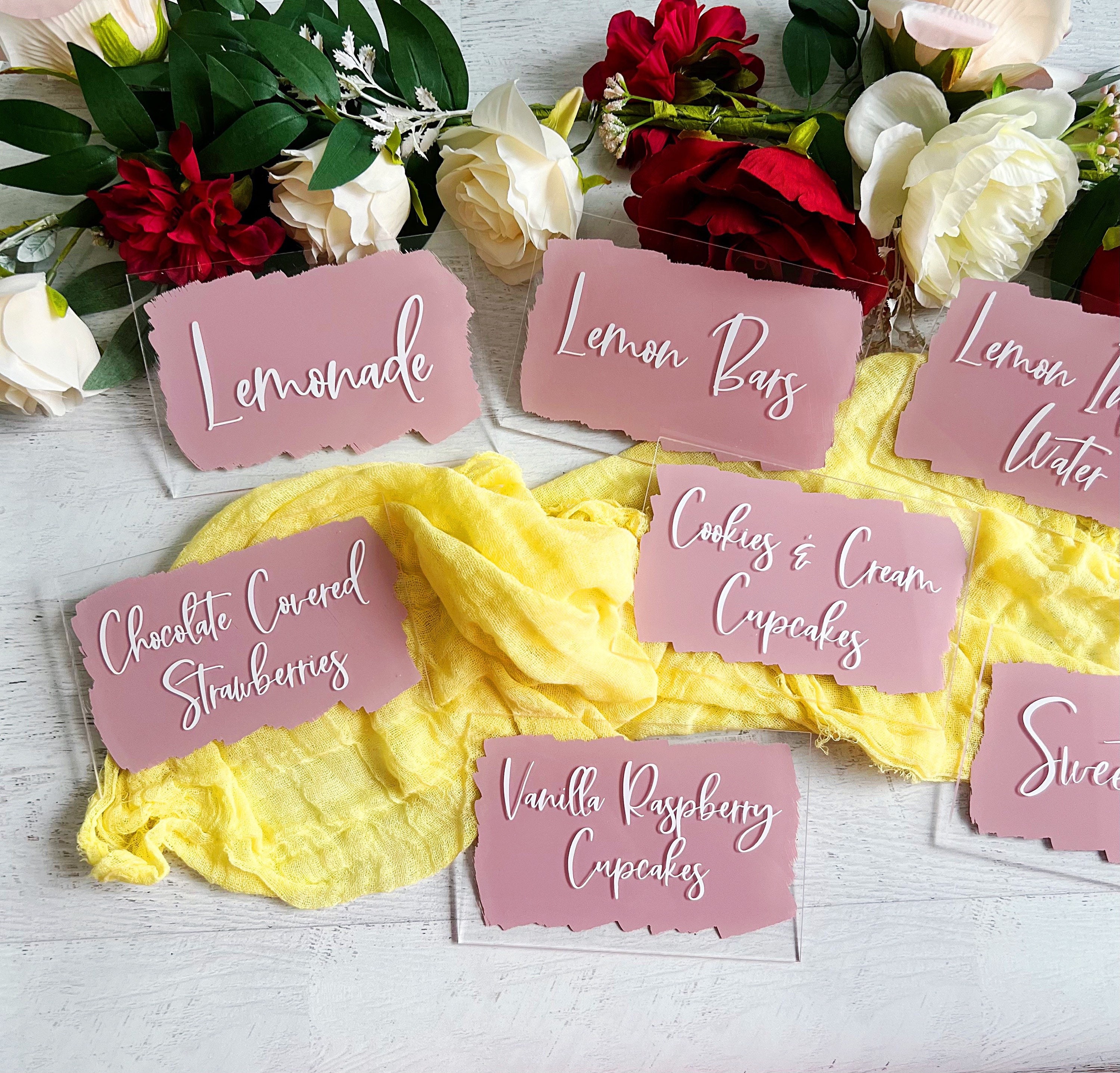 Table Food Sign Color Custom Acrylic Food Table Sign: Painted Back Buffet Sign - Etsy