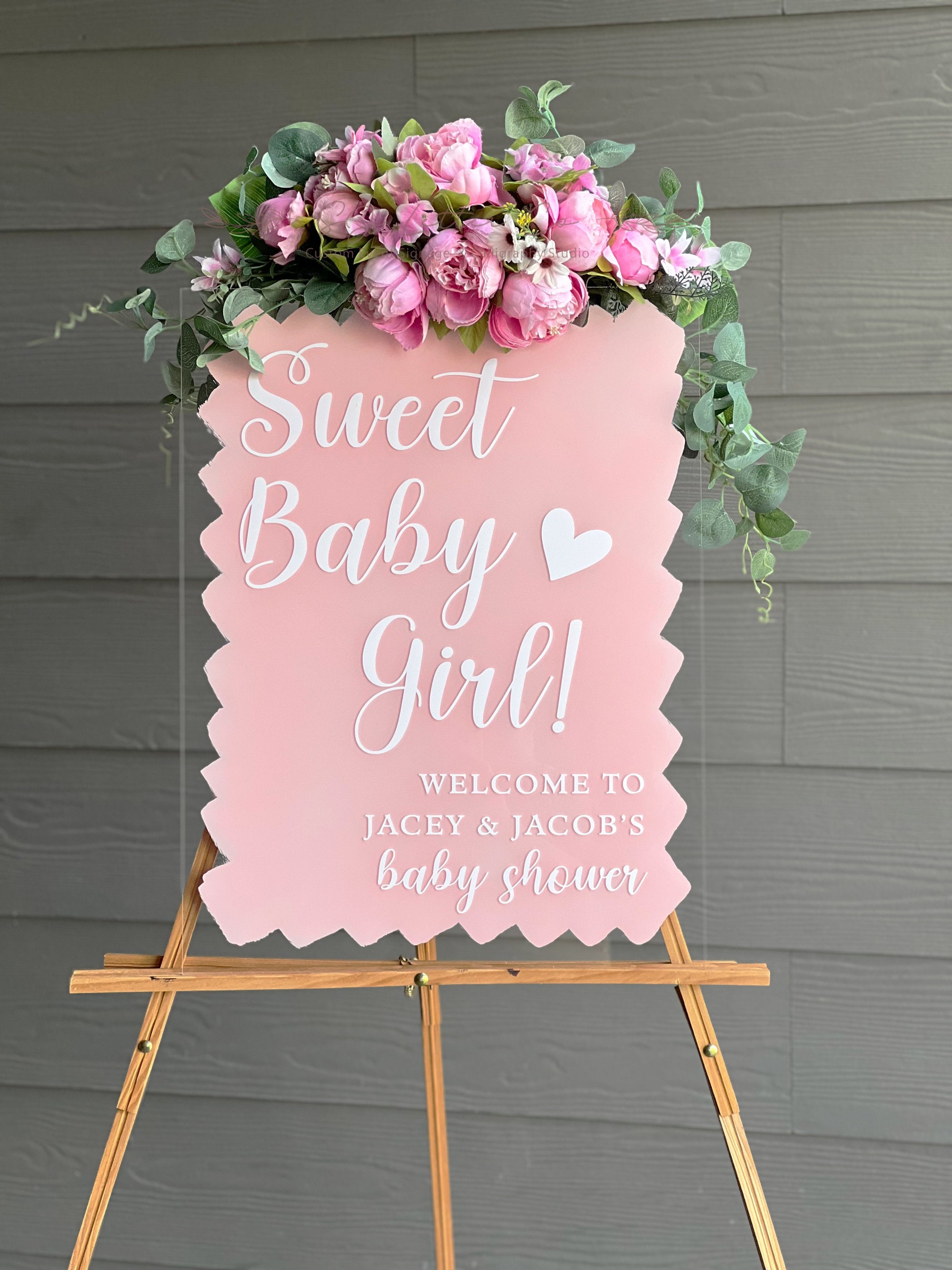 Back Painted Acrylic Baby Shower Sign | Personalized Acrylic Welcome Sign | Custom Acrylic Party Sign