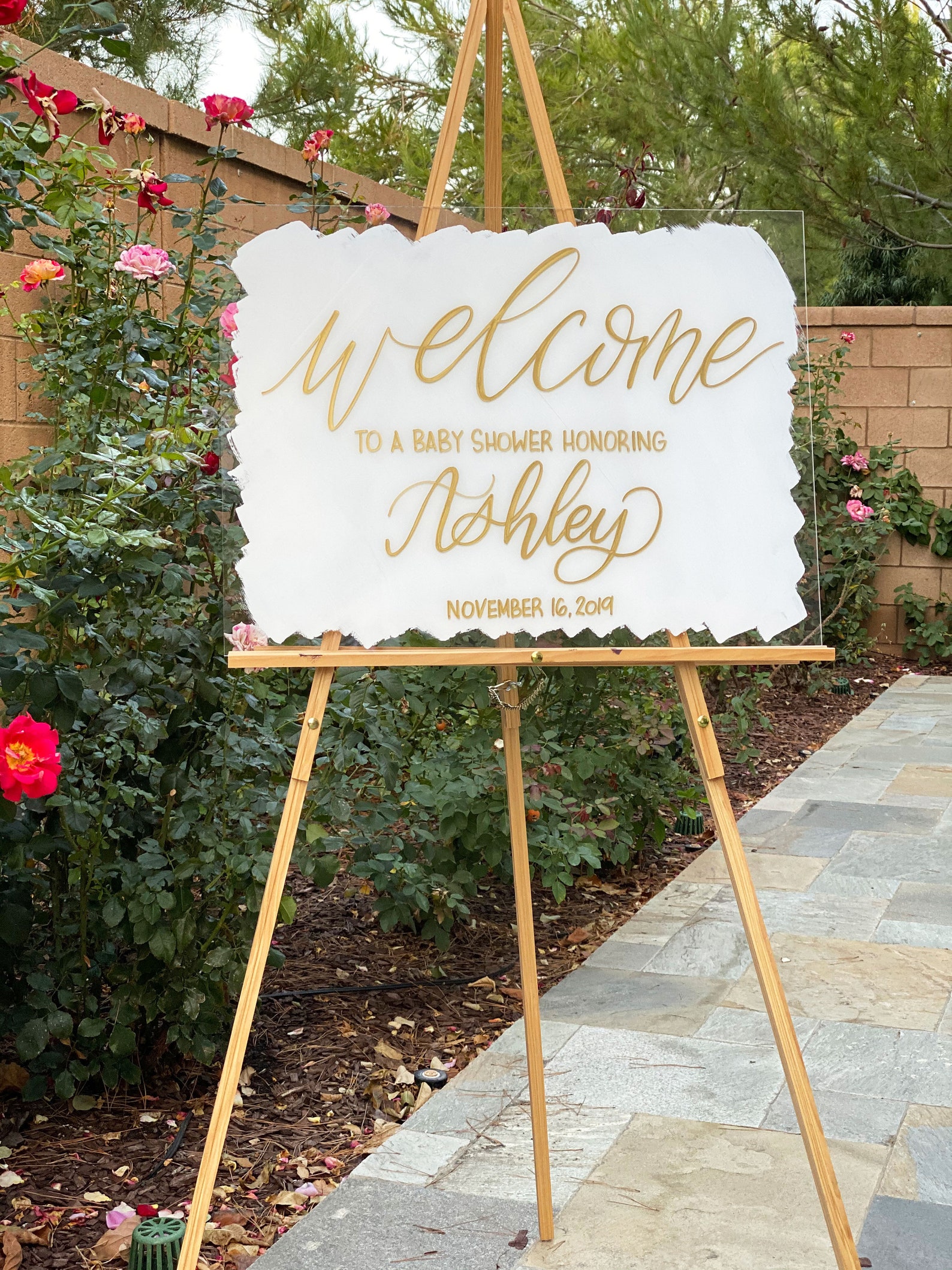 Acrylic Baby Shower Sign Painted Back Acrylic Etsy