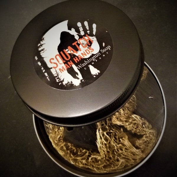 SQUATCH "Man Hands Collection" Handcrafted Super Moisturizing Loofah Soap Puck from the deep woods of the NW.  He's Alive!