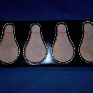 Nib GAMA Black Calf Leather 4 PIPE Stand Made in Portugal Empty No Pipes Included