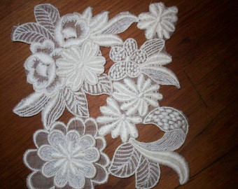 1-1920s antique lace embroidered applique 3-dimensional