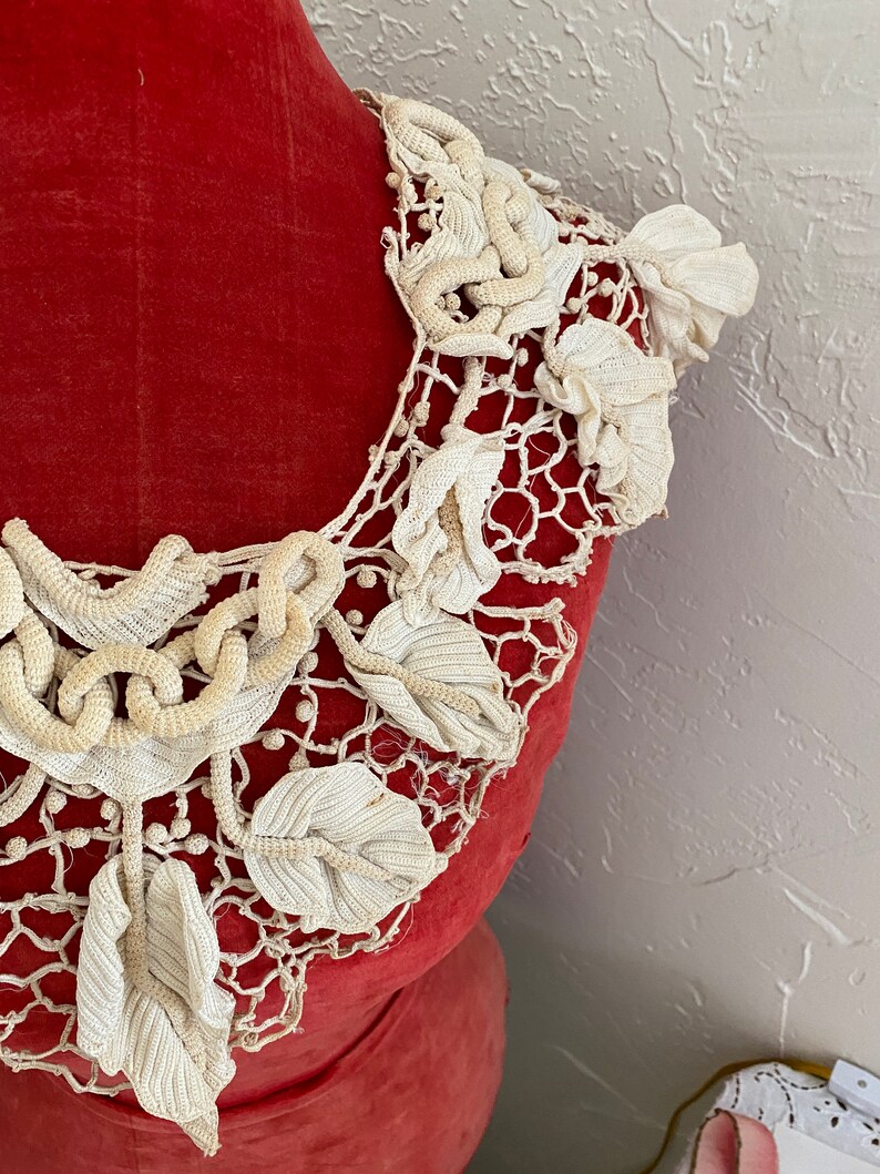 Spectacular Antique lace collar hand done Irish lace 1800s Etsy
