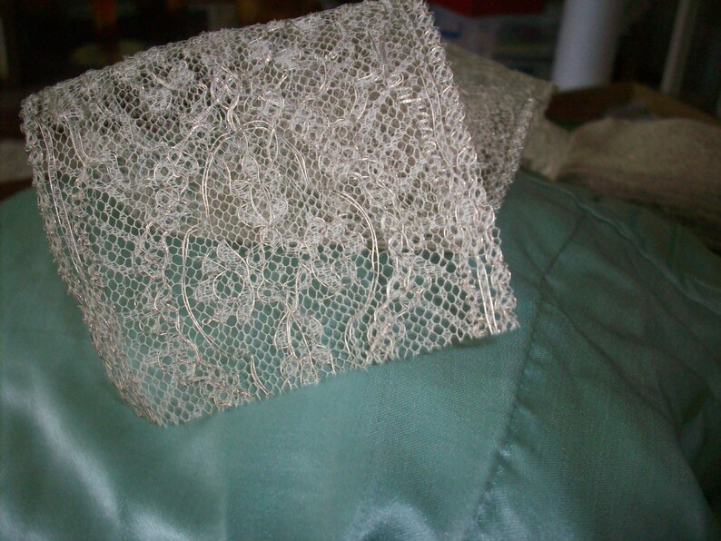 Metallic silver lace 1900s authentic yardage by the yard