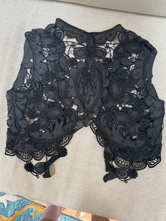 Amazing black antique lace vest