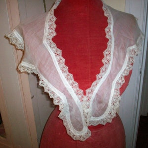 Antique lace collar of gossamer soft cotton  1900s