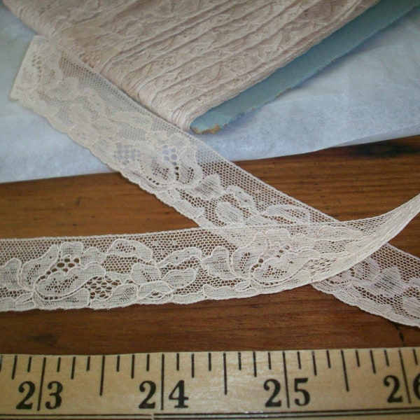 Antique lace by the yard alencon lace french  1920 yardage pure cotton