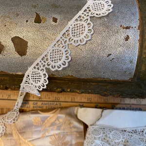 Antique lace by the yard white color french 1920  yardage pure cotton