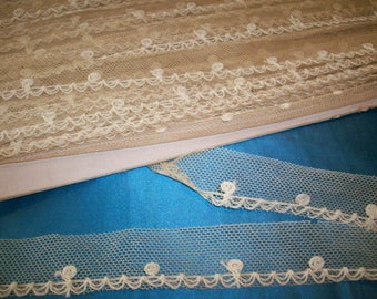 Antique lace by the yard or roll embroidered net lace french origin 1920