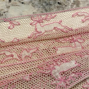 Rare picture/museum lace deer/reindeer fine cotton lace 1920s